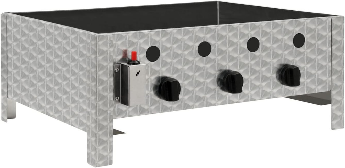 BBQ-Toro Edelstahl Gastrobräter | 3-flammig | 64 x 52 x 27 cm | Gastrogasgrill, Wurstbrater, Tisch Grill | Gastrogrill, Tischgasgrill, Gastischgrill,