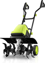 View Electric Tiller, 15-Amp 18-Inch Width 9-Inch Depth Corded Tiller Cultivator 24 Durable Steel Tines Gardening Tiller with Adjustable Wheels Foldable image 1