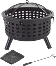 View Outdoor Fire Pit - 26-Inch Round Lattice Wood Burning Firepit with Screen, Poker, Grate and Cover - Wood Fire Pits & Outdoor Fireplaces by Pure Garden image 1