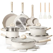 View Carote Non Stick Pots and Pans Set, 21 Pcs Induction Kitchen Cookware Sets (Beige Granite) image 1