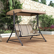 View 3 luxurious outdoor deck swings, with a weather-resistant steel frame, adjustable tilted canopy, brown model image 1