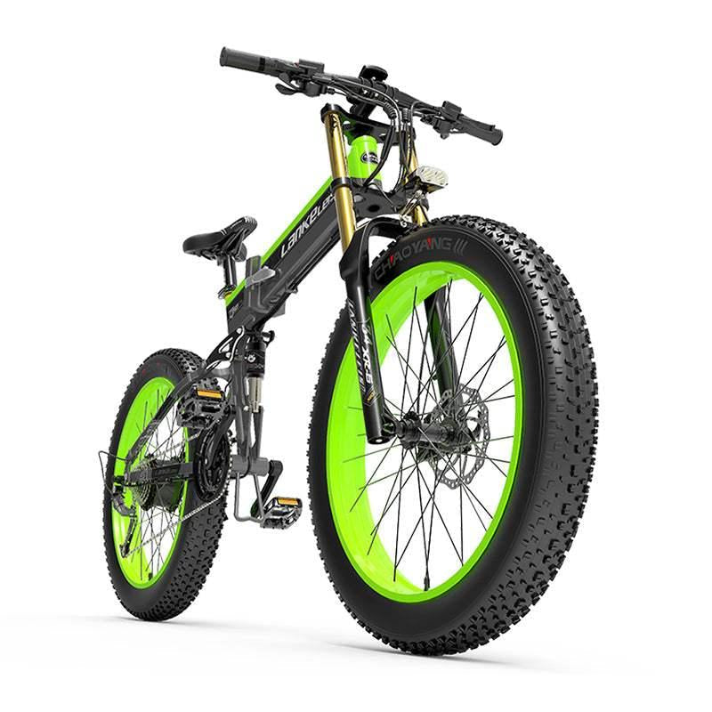 1000W 26-Inch Fat Tire Folding Electric Mountain Bike, Dual Crown Fork, 17.5Ah