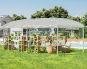 View 19.2×9.7×8.5 feet Outdoor upgraded retractable greenhouse with adjustable reinforced frame, portable walk-through greenhouse, equipped with 2 rollable zipped doors and mesh windows, PE shell, white image 3