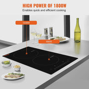 View BENTISM 12 inch Electric Cooktop 2 Burners 1800W Stove Top Touch Control image 4