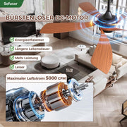 View Sofucor Smart Deckenventilator mit Beleuchtung,132cm Deckenventilator mit Licht, Kompatibel mit Alexa/APP, Fernbedienung, 3 Farbtemperatur, Timer, 6 image 6