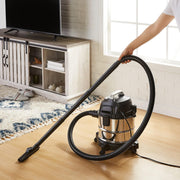 View Basic type wet-dry dual-purpose vacuum cleaner, 4-gallon capacity for home use, 3 horsepower, stainless steel material, gray/black image 2