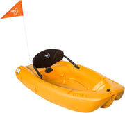View Pelican Solo EVO DLX - Kids Sit on top Kayak with Paddle and Decals - Mango - Twin Tunnel Hull with Swim up Deck - Lighweight & Durable image 1