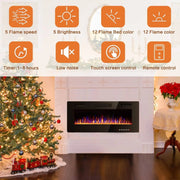 View 30-72 Inch Ultra-Thin Electric Fireplace, Linear Recessed Wall Mounted Fireplace with Remote Control image 3