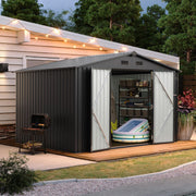 View 5x2.7 FT Outdoor Metal Storage Shed - Durable Water-Resistant Galvanized Steel, Sloping Roof Design, Lockable Door - Ideal for Tool Storage on Lawn, Patio & Backyard (Black) image 2