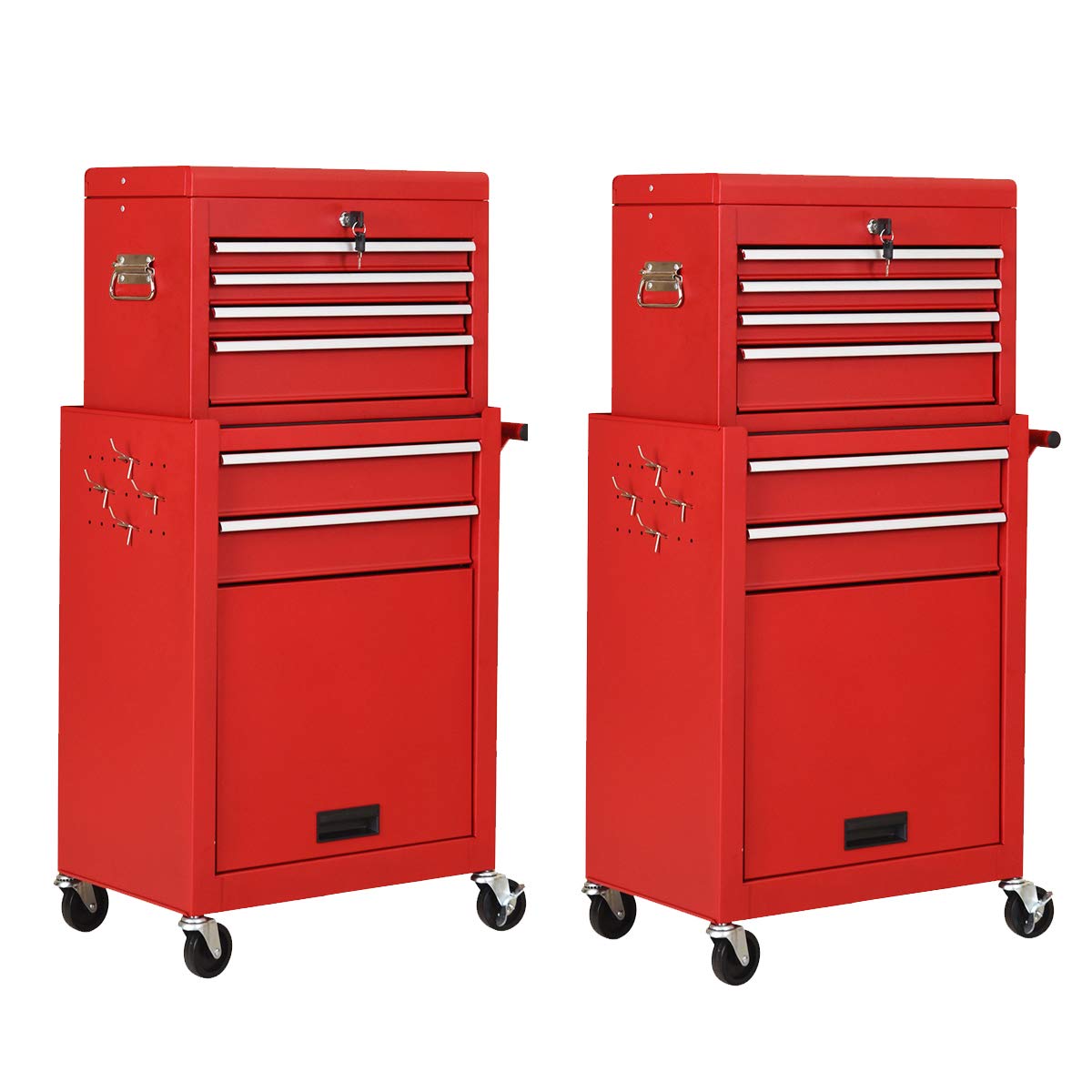 2-Piece 6-Drawer Rolling Tool Chest – Toolbox Set of 2