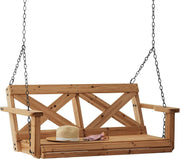 View Backyard Discovery 55" Cedar Wood Farmhouse Outdoor Porch Swing Bench with Two-Person Seating, Durable Hanging Chains, Water-Resistant, Heavy-Duty 600 Lbs Weight Capacity for Patio, Deck, Garden image 1