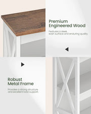 View Farmhouse Sofa Table with Power Outlet-4-Tier Bookcase, 42.9" Floor Standing Organizer Shelf image 4