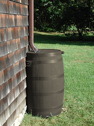 50 Gallon Rain Barrel with Brass Spigot, Walnut Rainwater Collection Barrel for Garden and Outdoor Use