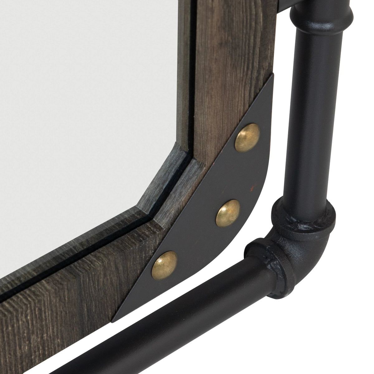 31 Inch Industrial Metal Floating Wall Mirror, Modern Decorative Wall Mirror