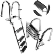 View 4 Steps Telescoping Boat Ladder Reinforce Dock Ladder Heavy Duty Swim Deck Ladder with Hand Railings and Extra Wide Steps image 1