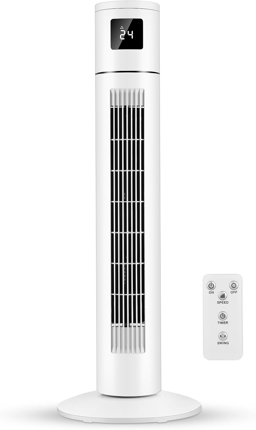 Timiyou Turmventilator 20dB Sehr Leiser für Schlafzimmer & Kühlung mit Fernbedienung | 3 Geschwindigkeitsstufen, 12h Timer, 60° Oszillation,