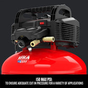 View 6 Gallon Pancake Air Compressor, Oil-Free Portable Compressor Kit for Garage, Workshop and DIY Projects image 4