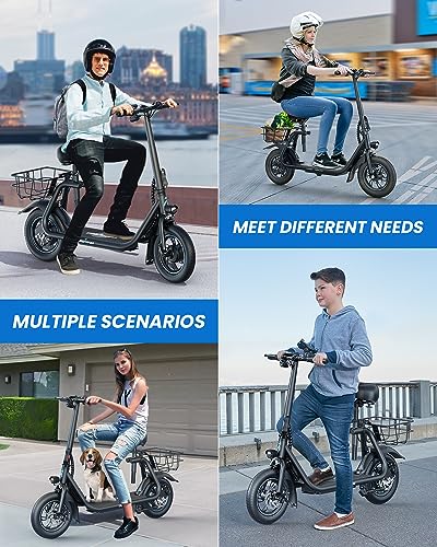 450W Electric Scooter with Seat, 22-Mile Range