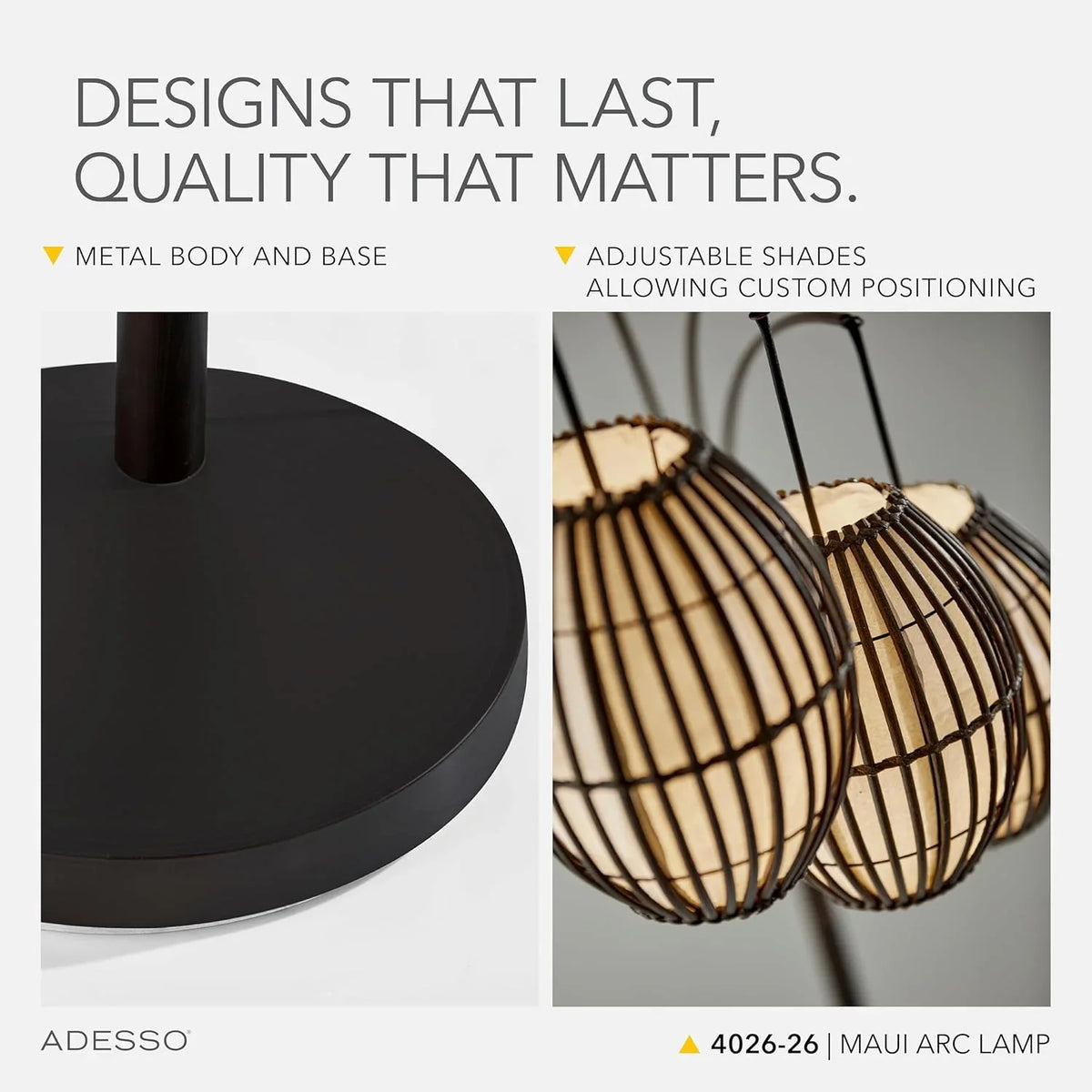 Floor lamp, equipped with three movable lampshades and an adjustable height design - perfect for decorating bedrooms, living rooms and corners, with a bronze color finish.