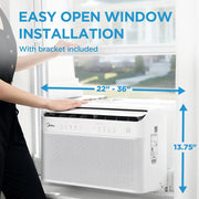 View 8,000 BTU U Shaped Smart Inverter Window Air Conditioner, Cools up to 350 Sq. Ft., Ultra Quiet with Open Window Flexibility, Works with Alexa/Google Assistant, 35% Energy Savings, Remote Control image 3