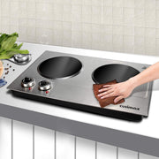View Hot Plate,1800W Ceramic Electric Hot Plate for Cooking, Dual Control Infrared Cooktop, Portable Countertop Burner, Glass Plate Electric Cooktop, Silver, Stainless Steel image 3