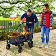 View 2-in-1 All-Terrain Baby Stroller Wagon with Canopy and Storage - Gray image 2