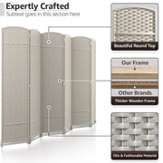 View 6 Panel Room Divider, 6ft Tall Extra Wide Folding Privacy Screen with Hand-Woven Mesh Panels image 3