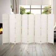 View 6 FT Tall Woven Fiber Room Divider, Freestanding Folding Privacy Screen image 1