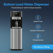 View Bottom Loading Water Cooler Dispenser for 5 Gallon Bottles - 3 Temperatures with Hot, Room & Cold Spouts, Child Safety Lock, LED Display with Empty Bottle Alert, Stainless Steel image 3