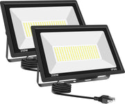 View 500W LED Flood Light Outdoor 2 Pack, 2000W Equivalent FloodLight with Plug, Super Bright 55000LM 5000K Daylight White IP66 Waterproof Commercial Lighting for Sports Fields,Courts,Arena,Stadium image 2
