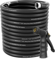 View 3/4" Hot/Cold Garden Hose 200 ft with Industrial High Pressure Nozzle, Flexible & Lightweight, 600psi Burst Rubber Water hose -50℉-158℉ With 3/4" Brass Fittings for Yard, Black image 3