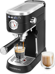 View Espresso Machine 20 Bar, Compact Espresso Maker with Steam Milk Frother, Stainless Steel Coffee Machine with 34oz Removable Water Tank for Cappuccino, Latte, Silver image 1