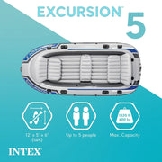 View Excursion Inflatable Boat Series: Includes Deluxe 54in Boat Oars and High-Output Pump – SuperTough PVC – Adjustable Seats with Backrest – Fishing Rod Holders – Welded Oar Locks image 4