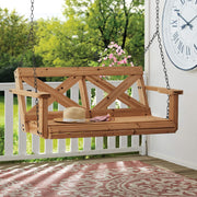 View Backyard Discovery 55" Cedar Wood Farmhouse Outdoor Porch Swing Bench with Two-Person Seating, Durable Hanging Chains, Water-Resistant, Heavy-Duty 600 Lbs Weight Capacity for Patio, Deck, Garden image 3