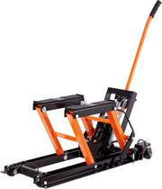 View Hydraulic Motorcycle Lift Jack 1500 LBS Capacity ATV Scissor Lift Jack Portable Motorcycle Lift Table with 4 Wheels Hydraulic Foot-Operated Hoist Stand for Motorcycle ATV UTV Powersports image 3