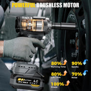 View Cordless Impact Wrench, 1200Nm(900ft-lbs) High Torque 1/2'' Impact Wrench, 21V Brushless Electric Impact Gun with 2Pcs 4.0Ah Batteries, 1 Hour Fast Charger, 5 Sockets, Power Impact Driver for Car Home image 2
