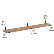View 72 Inch Floating Wood Wall Shelves, Set of 2 Burnt Wood Display and Storage Shelves for Home Decor image 4
