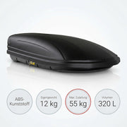 View Dachbox VDP-MAA320 schwarz matt Auto-Dachkoffer abschließbar 320 Liter image 2