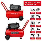 View CRAFTSMAN HARD Air Compressor, 10 Gallon 1.8 HP 175 PSI, 4.0CFM@90PSI, Oil Free and Maintenance Free, Portable with Large Wheels, CMXECXA0201041 image 4