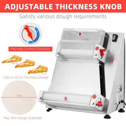 View Commercial Pizza Dough Roller Sheeter, Max 16, Automatic 370W Electric Pizza Dough Roller, Stainless Steel, Suitable for Noodle, Pizza Bread and Pasta Maker Equipment image 2