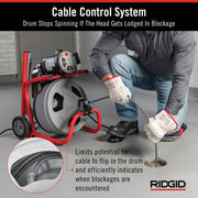 View 120V Drum Drain Cleaning Snake Auger with 3/8-In. x 75-Ft. Cable, 4-Piece Tool Set and Gloves image 6