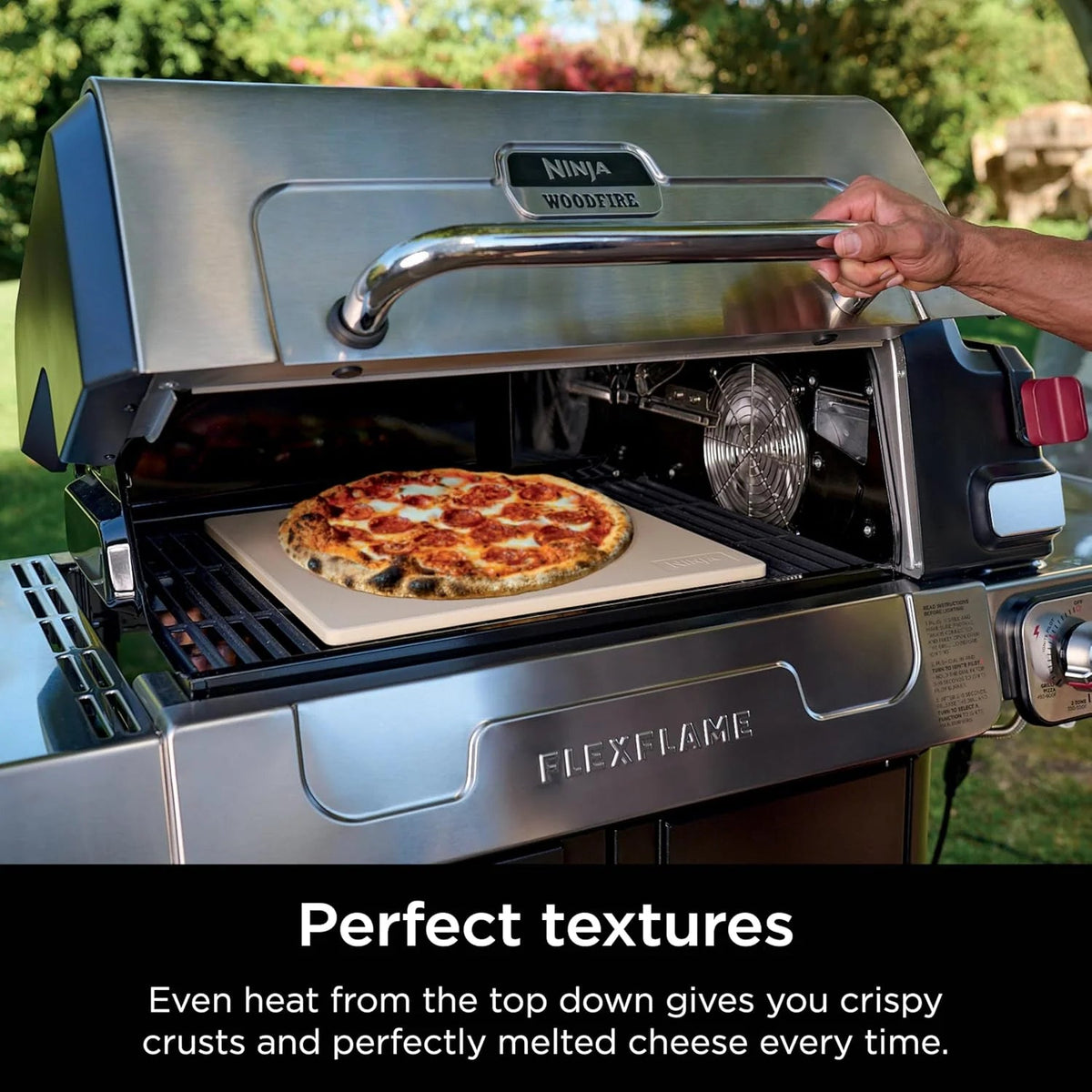 5-in-1 Electric and Propane Grill, 3-Burner Outdoor BBQ Grill and Smoker with Digital Controls, Griddle and Pizza Maker, Stainless Steel