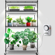 View Barrina Mini Greenhouse with LED Grow Light for Indoor Plant, 4-Tier Portable Metal Plant Stand with Wheels, Plant Shelf with Tent, 6Pcs Plant Light with Timer and Thermo-Hygrometer, 35.4x13.8x59IN image 3