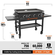 View 36-Inch 4-Burner Griddle Cooking Station with Side Shelves image 3