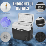 View Costway 53 qt Wheeled Corded Electric Dual-Zone Portable Car Refrigerator, White image 6