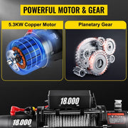 View 18,000 LBS Electric Winch, 12V Steel Cable Winch, Off-Road Towing Winch for ATV, UTV, Truck and Trailer image 3