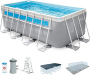 View Intex Piscina Desmontable Rectangular Prism Frame, 400x200x122 cm, Material Triple Capa, Capacidad 8.418 L, Ventana panorámica, Tapiz, Cobertor, image 2