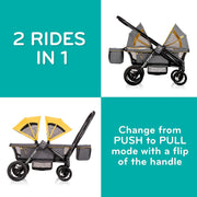 View 2-in-1 All-Terrain Baby Stroller Wagon with Canopy and Storage - Gray image 4