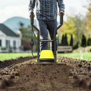 View Electric Tiller, 15-Amp 18-Inch Width 9-Inch Depth Corded Tiller Cultivator 24 Durable Steel Tines Gardening Tiller with Adjustable Wheels Foldable image 2