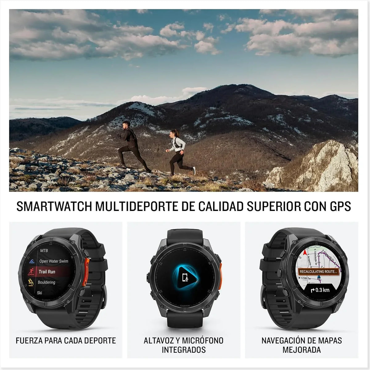 Garmin fēnix 8-51mm - Reloj de Alto Rendimiento GPS Multideporte con Pantalla táctil AMOLED, Linterna LED, Altavoz y micrófono Integrados, Mapas y